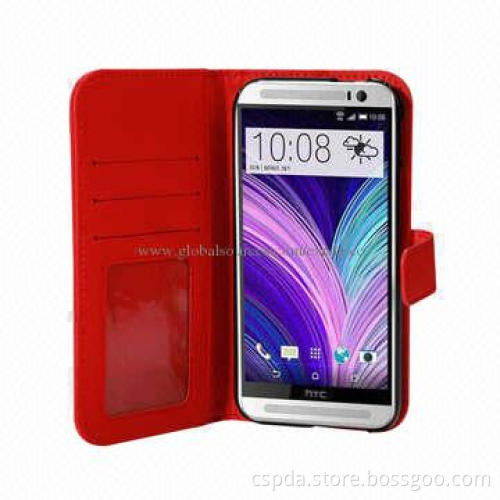 PU Wallet Stand Cases for HTC One 2, with Card Slots